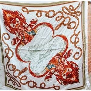 Cream Steer Rodeo Printed Western Southwestern Wild Rag Scarf Accent